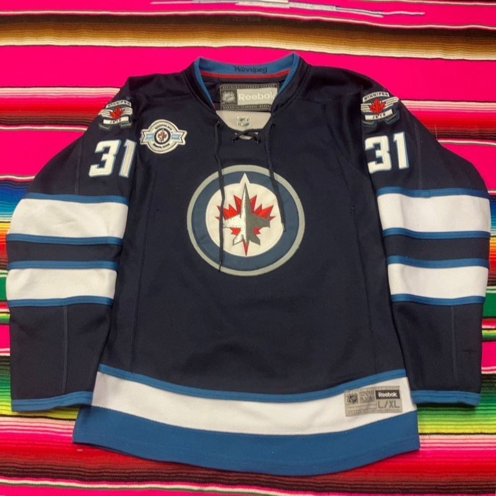 Reebok Winnipeg Jets Home Jersey INAGURAL Season Ondrej Pavelec #31 Youth L/XL‎